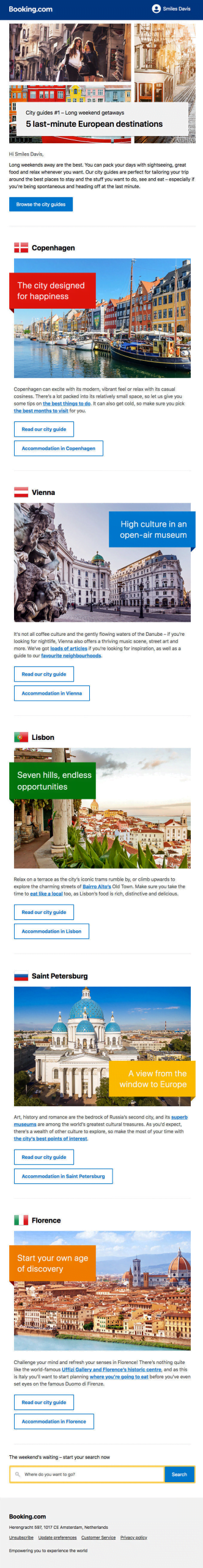 Travel and Leisure Email Design