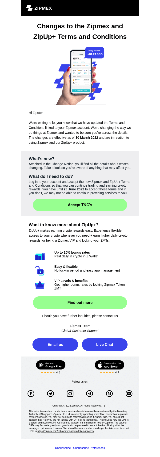 Terms of Service Email Design