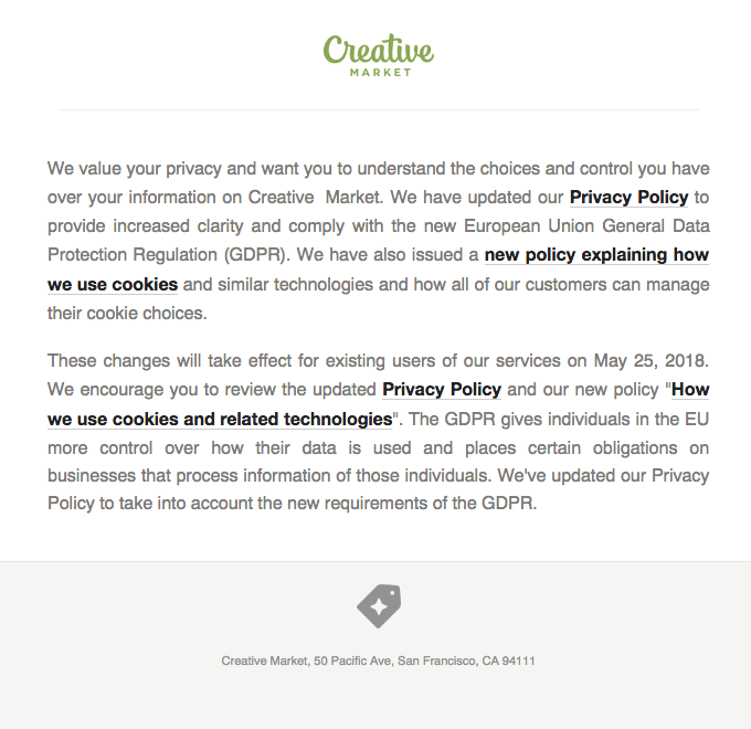 Terms of Service Email Design