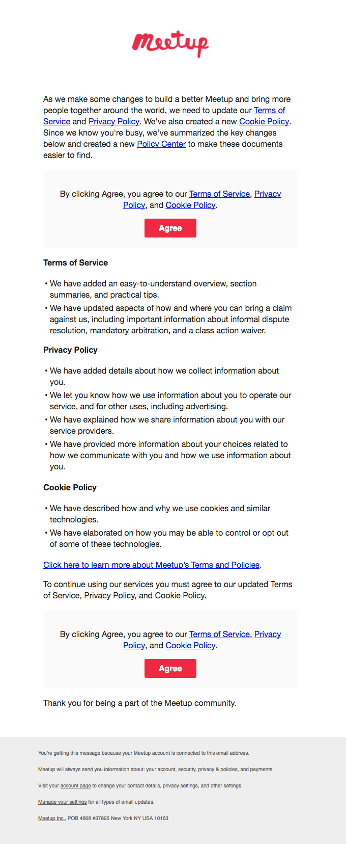 Terms of Service Email Design