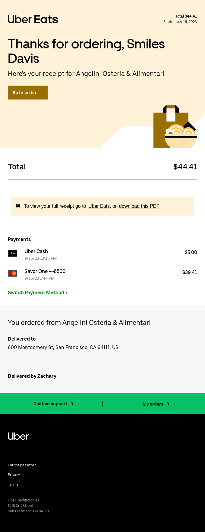 Food Items Email Design