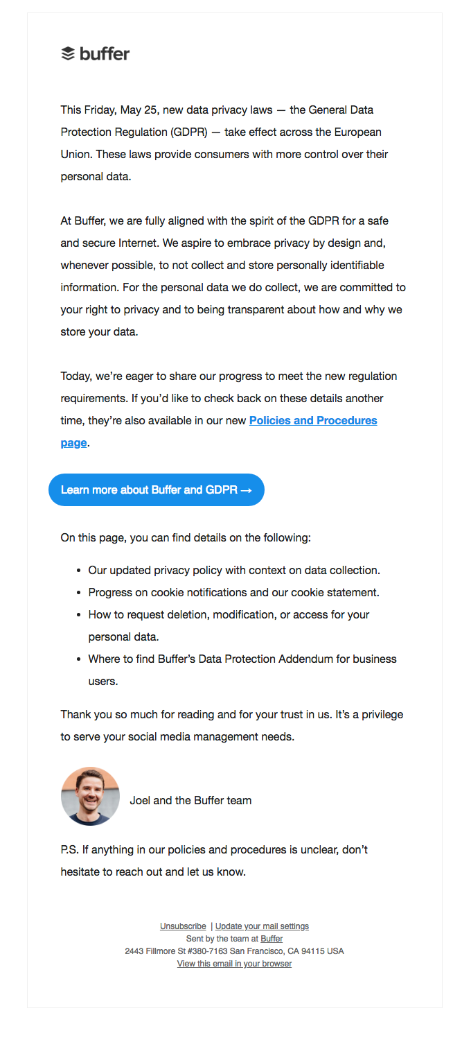 Terms of Service Email Design