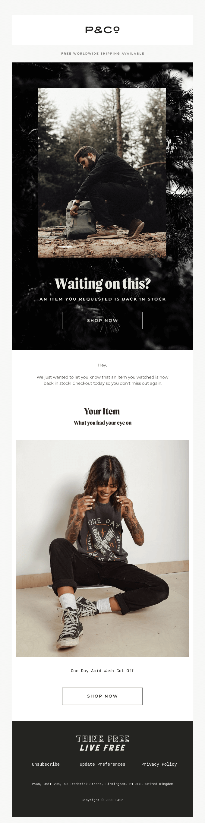 Back in Stock Email Design