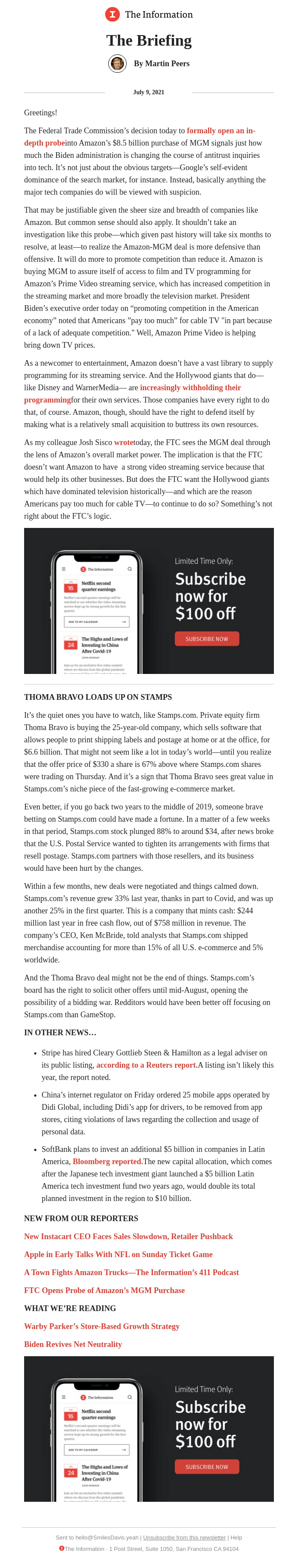 Text / Letter Email Design