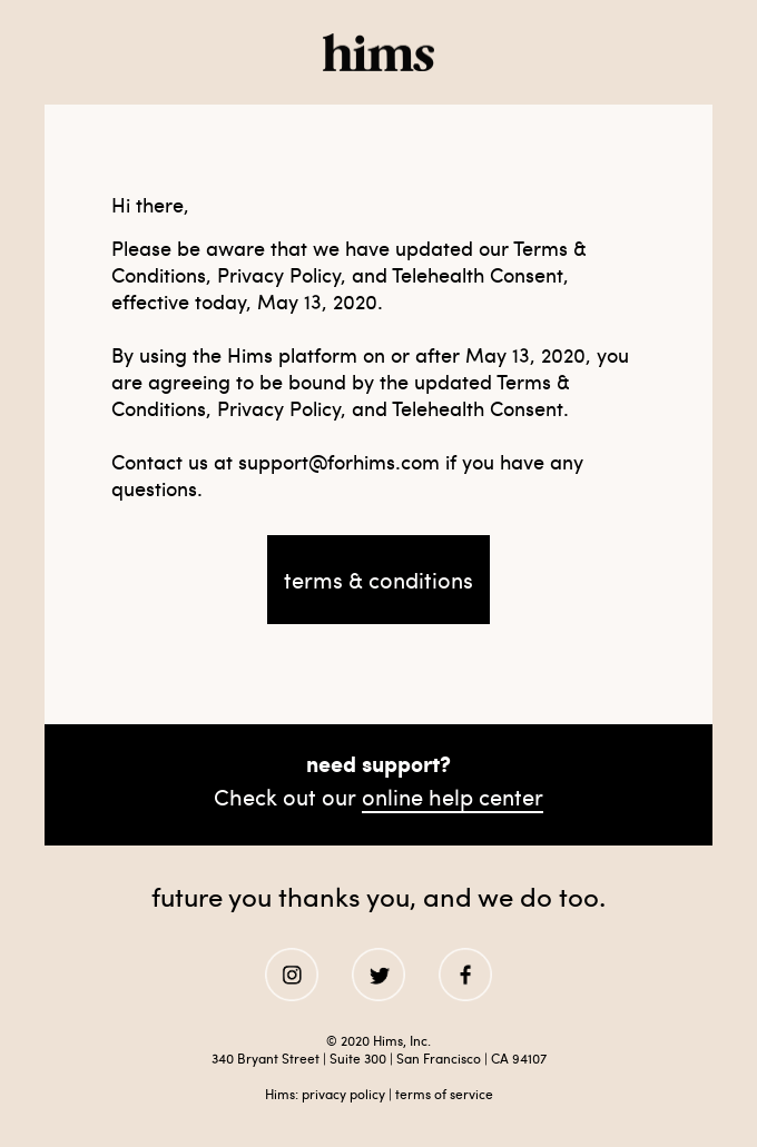 Terms of Service Email Design