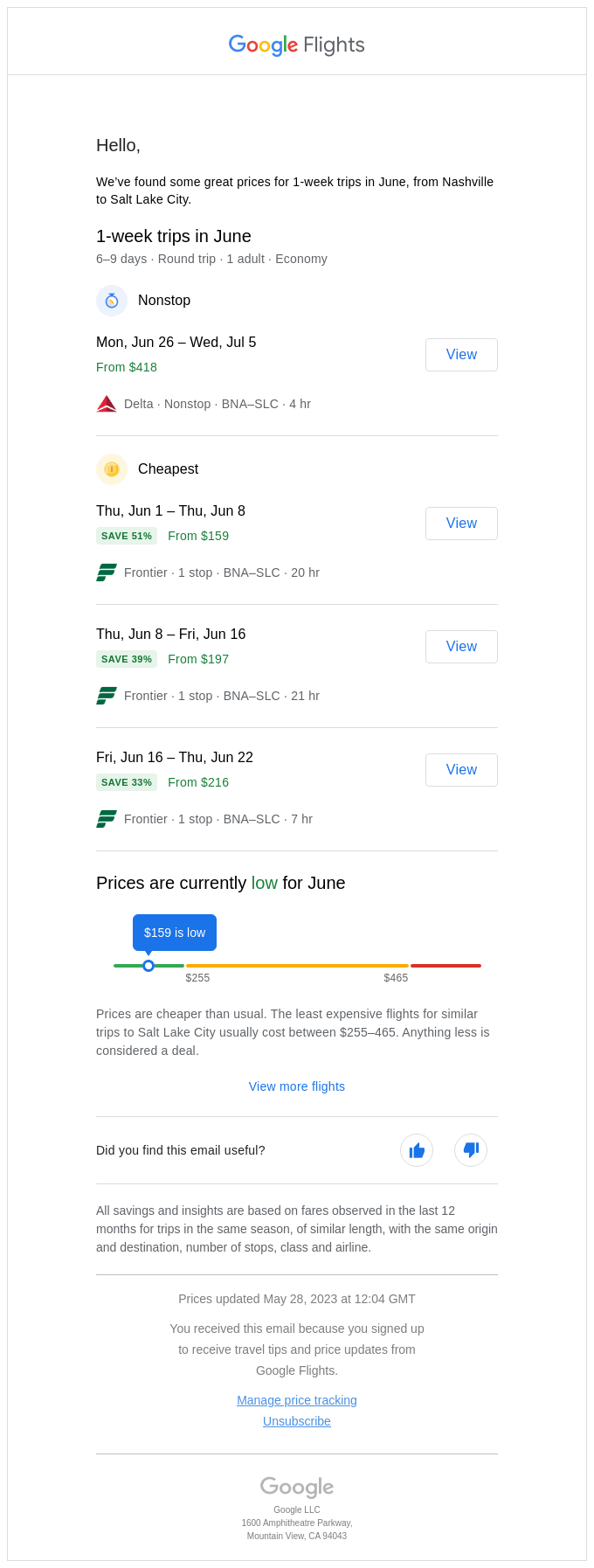 Price Change Email Design